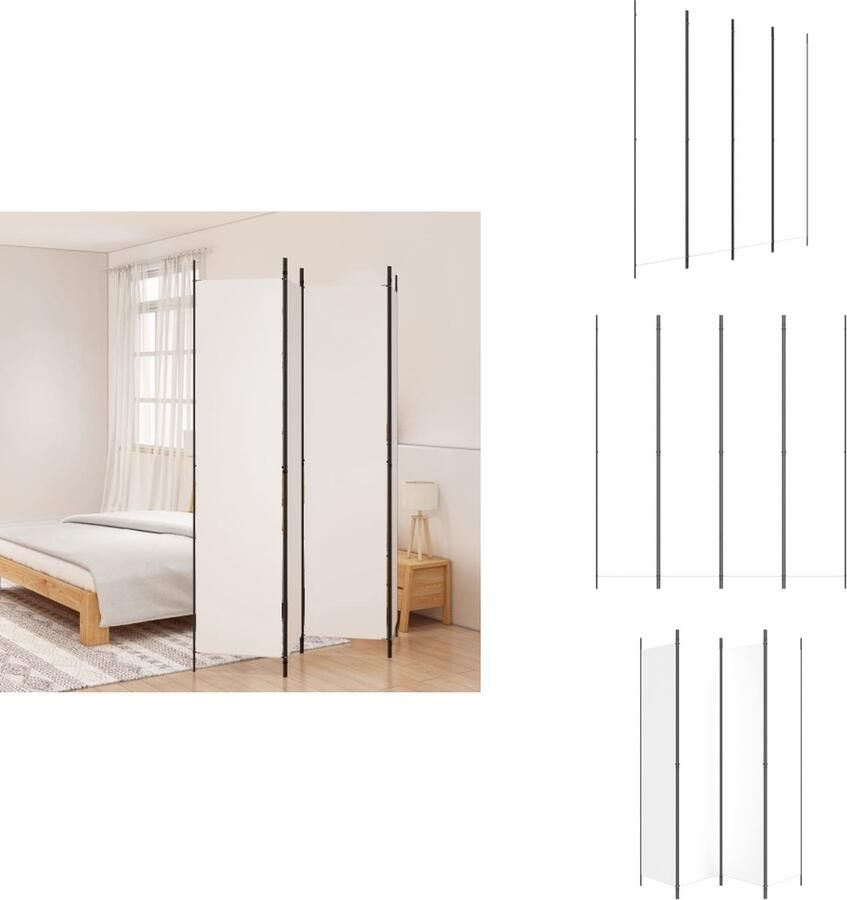 VidaXL Kamerscherm Kamerschermen Scheidingswand Ruimteverdeler Kamerscherm met 4 panelen 200x220 cm stof wit