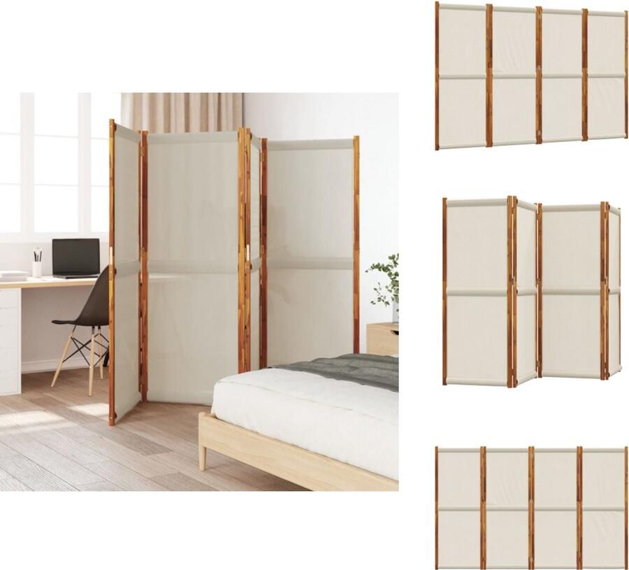 VidaXL Kamerscherm Kamerschermen Scheidingswand Ruimteverdeler Kamerscherm met 4 panelen 280x180 cm lichtgrijs