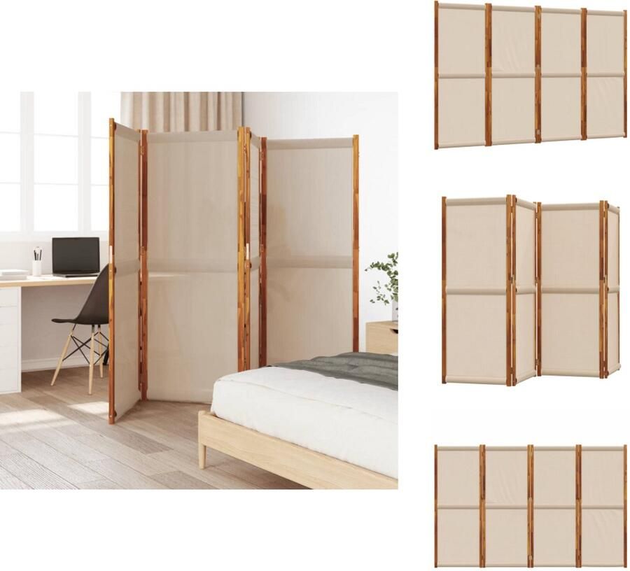 VidaXL Kamerscherm Kamerschermen Scheidingswand Ruimteverdeler Kamerscherm met 4 panelen 280x180 cm taupe