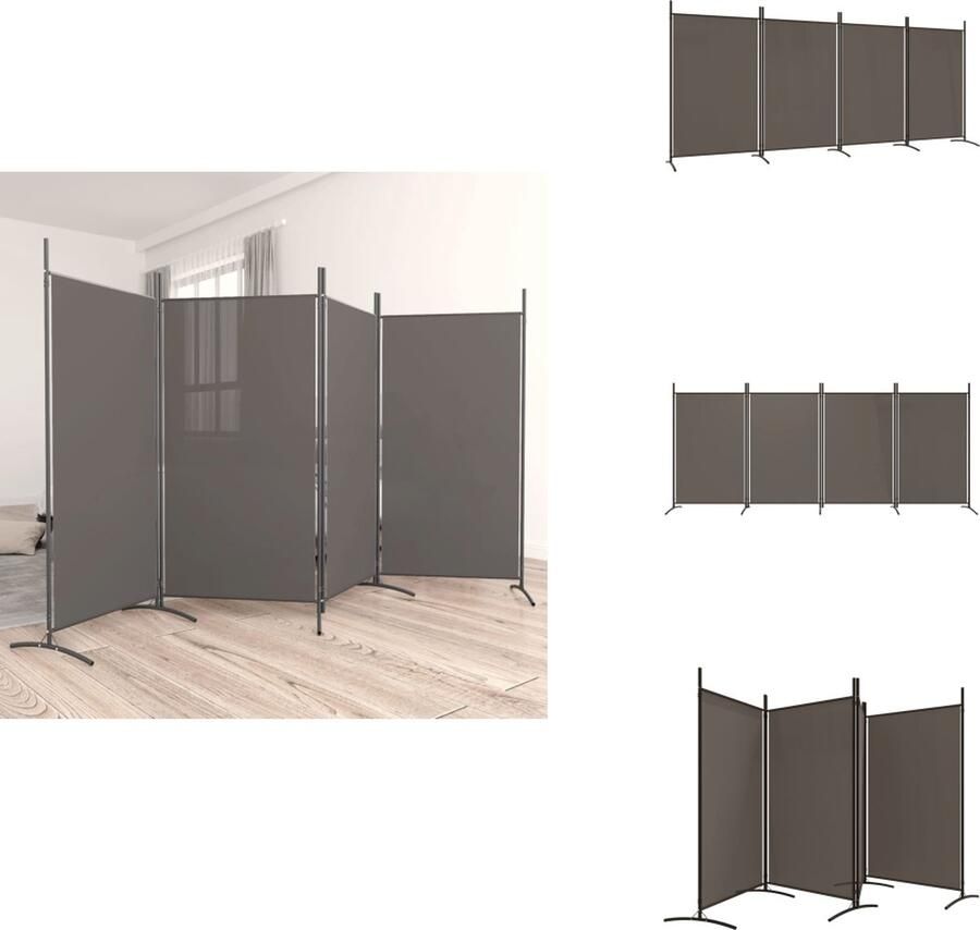 VidaXL Kamerscherm Kamerschermen Scheidingswand Ruimteverdeler Kamerscherm met 4 panelen 346x180 cm stof antracietkleurig