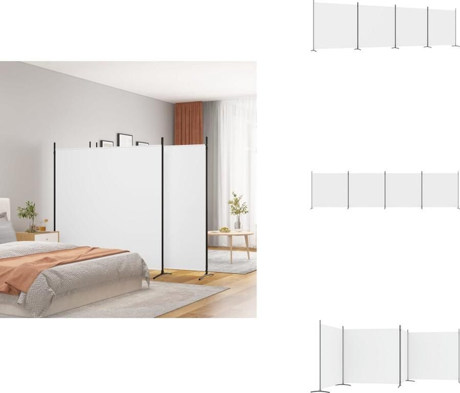 VidaXL Kamerscherm Kamerschermen Scheidingswand Ruimteverdeler Kamerscherm met 4 panelen 698x180 cm stof wit
