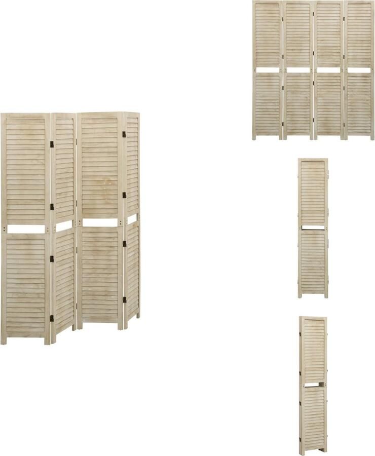 VidaXL Kamerscherm Kamerschermen Scheidingswand Ruimteverdeler Kamerscherm met 4 panelen massief paulowniahout