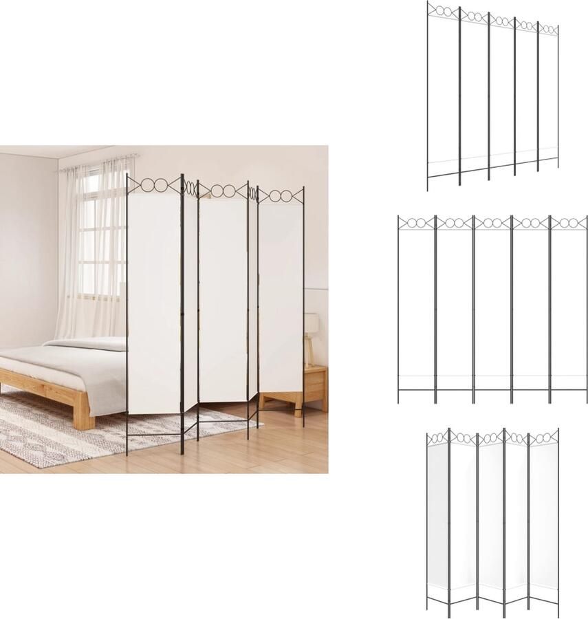 VidaXL Kamerscherm Kamerschermen Scheidingswand Ruimteverdeler Kamerscherm met 5 panelen 200x200 cm stof wit
