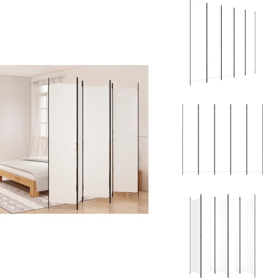 VidaXL Kamerscherm Kamerschermen Scheidingswand Ruimteverdeler Kamerscherm met 5 panelen 250x220 cm stof wit