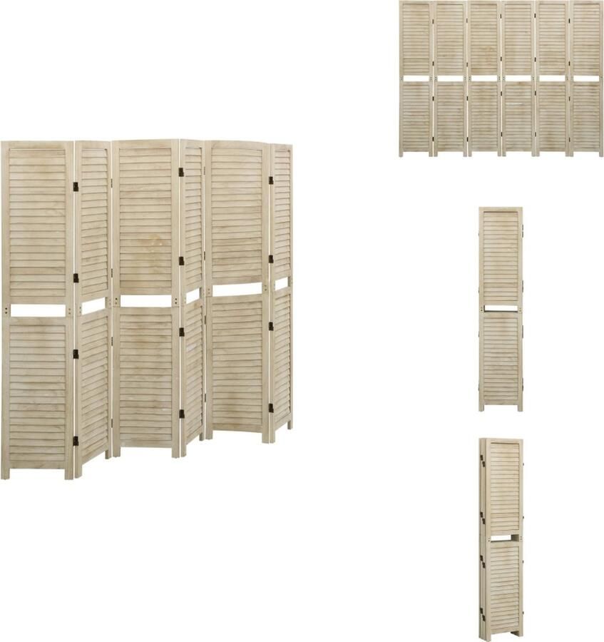 VidaXL Kamerscherm Kamerschermen Scheidingswand Ruimteverdeler Kamerscherm met 6 panelen 210x165 cm massief paulowniahout
