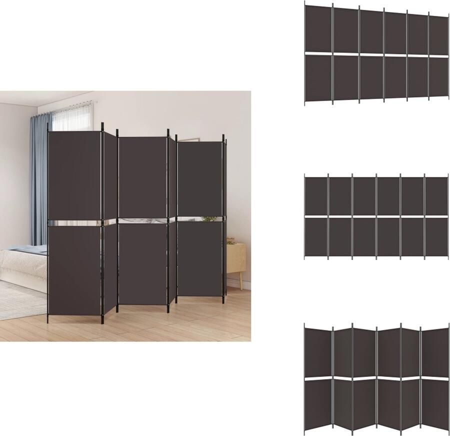 VidaXL Kamerscherm Kamerschermen Scheidingswand Ruimteverdeler Kamerscherm met 6 panelen 300x180 cm stof bruin