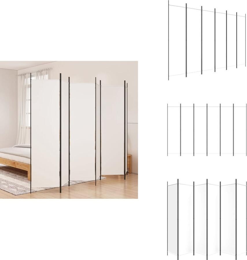 VidaXL Kamerscherm Kamerschermen Scheidingswand Ruimteverdeler Kamerscherm met 6 panelen 300x200 cm stof wit