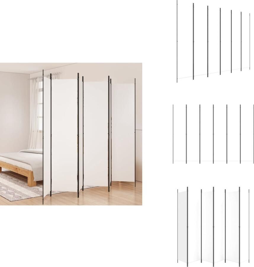 VidaXL Kamerscherm Kamerschermen Scheidingswand Ruimteverdeler Kamerscherm met 6 panelen 300x220 cm stof wit