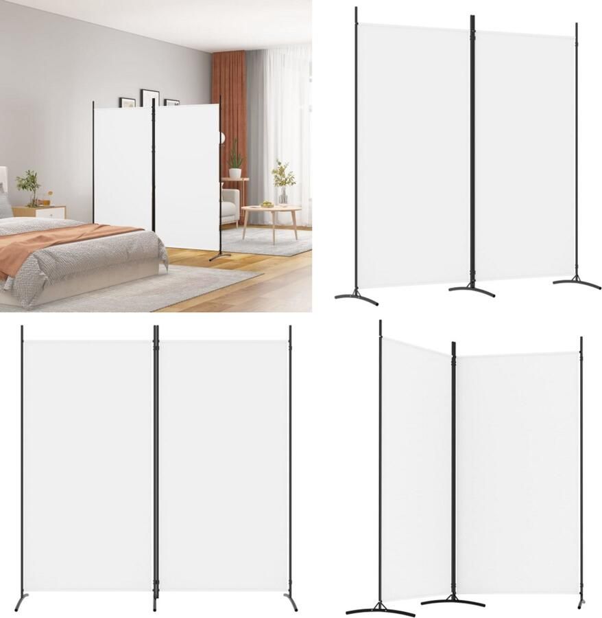 VidaXL Kamerscherm met 2 panelen 175x180 cm stof wit Kamerscherm Kamerschermen Scheidingswand Ruimteverdeler