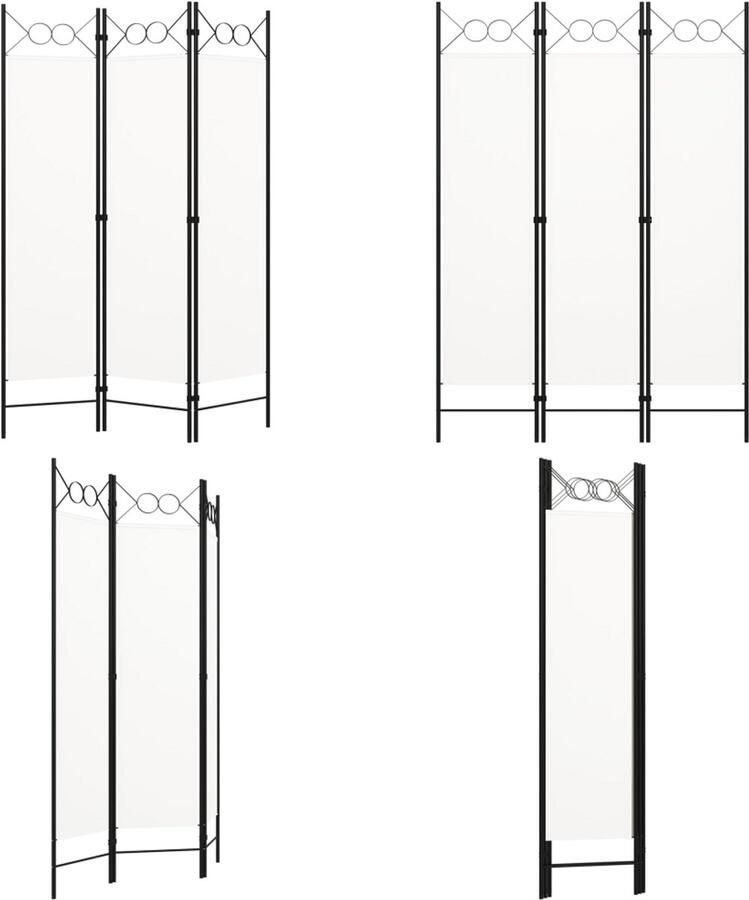 VidaXL Kamerscherm met 3 panelen 120x180 cm crèmewit Scheidingswand Scheidingswanden Ruimteverdeler Ruimteverdelers