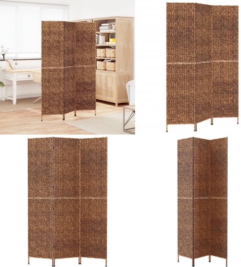 VidaXL Kamerscherm met 3 panelen 122x180 cm waterhyacint bruin Kamerscherm Kamerschermen Scheidingswand Kamerverdeler