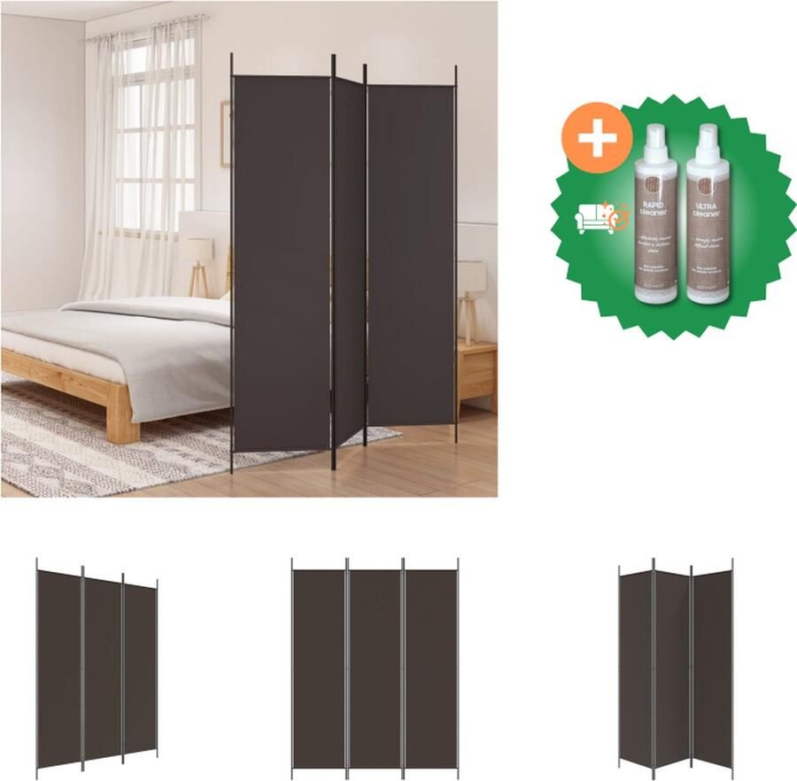 VidaXL Kamerscherm met 3 panelen 150x200 cm stof bruin Kamerscherm Inclusief Onderhoudsset