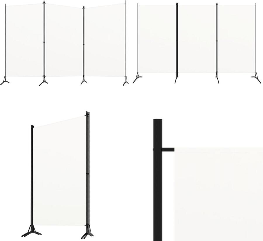 VidaXL Kamerscherm met 3 panelen 260x180 cm stof wit Kamerscherm Kamerschermen Scheidingswand Ruimteverdeler