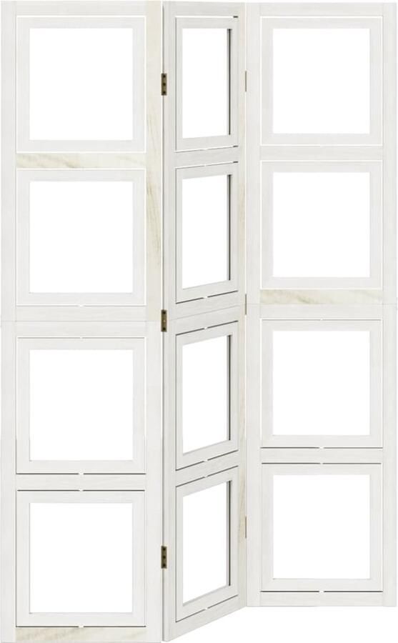 VidaXL Kamerscherm 3 panelen Wit Massief hout Kamerscherm Paulownia Hout Wandafscheiding Privacy Screen Houten Schermpaneel - Foto 2