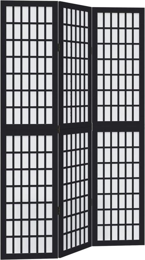 VidaXL Kamerscherm met 3 panelen massief paulowniahout zwart