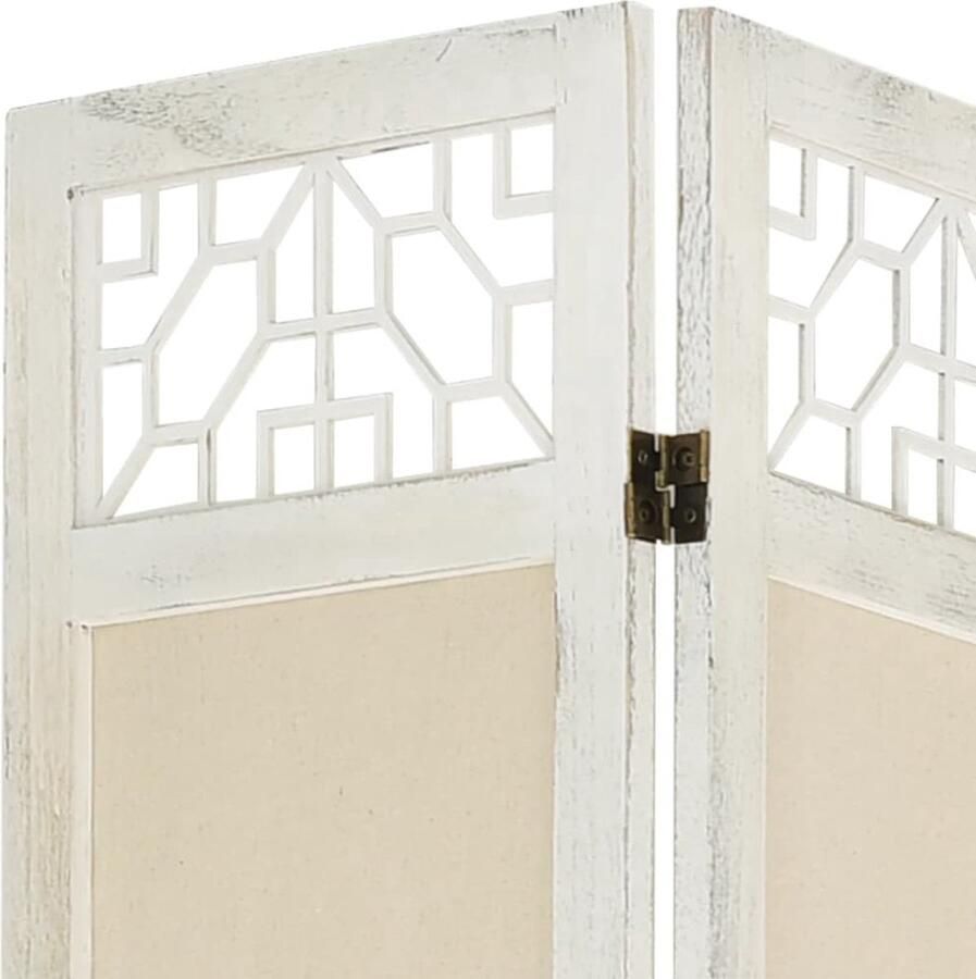 VidaXL Kamerscherm met 4 panelen 140x165 cm stof crèmekleurig Kamerscherm Kamerschermen Privacyscherm Klapscherm