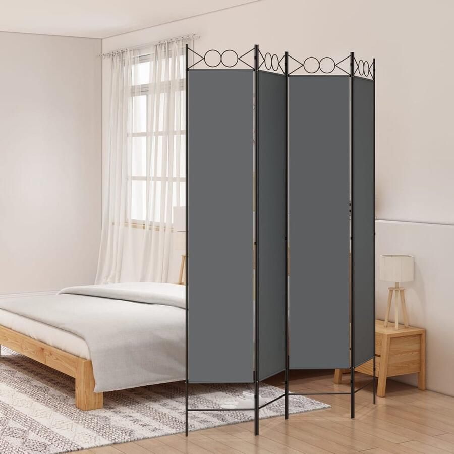 VidaXL -Kamerscherm-met-4-panelen-160x220-cm-stof-antracietkleurig - Foto 3