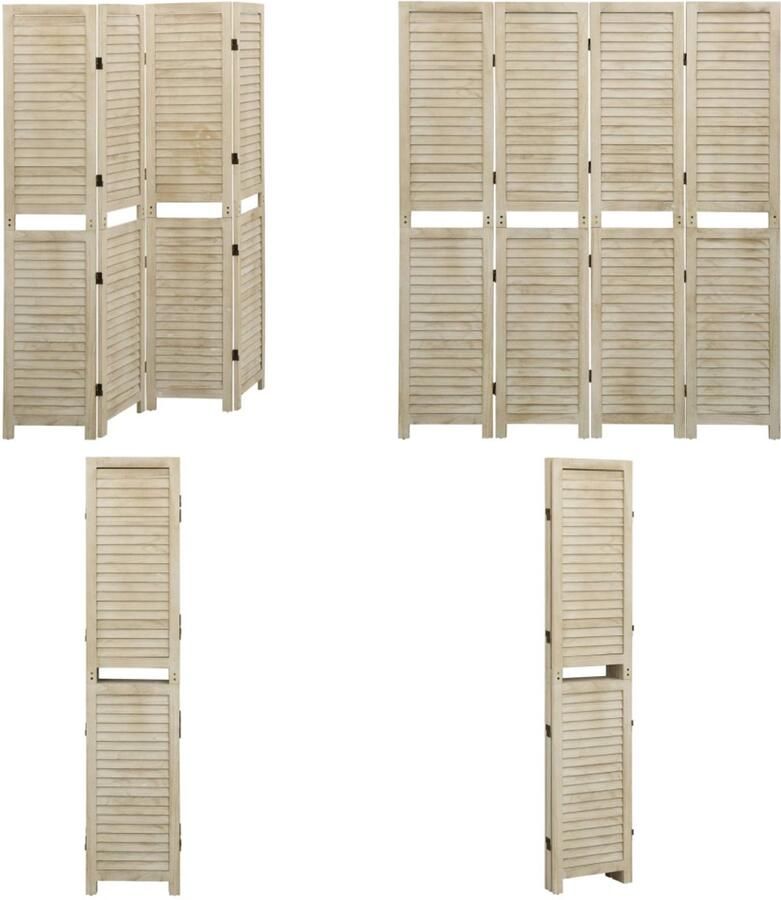 VidaXL Kamerscherm met 4 panelen massief paulowniahout Kamerscherm Kamerschermen Scheidingswand Ruimteverdeler