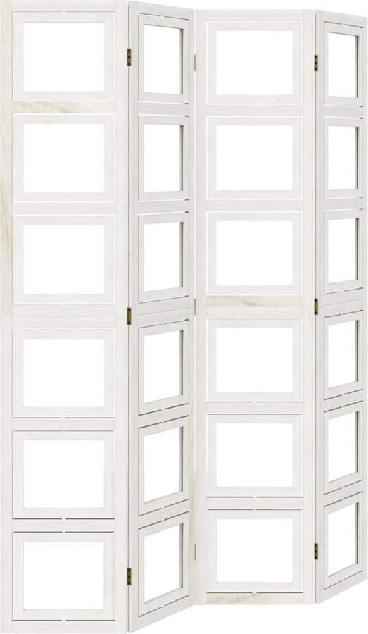 VidaXL Kamerscherm 4 panelen Massief hout Wit Kamerscherm Houten Schermen Privacyscherm Wandafscheiding Paulownia Hout Meubilair - Foto 2