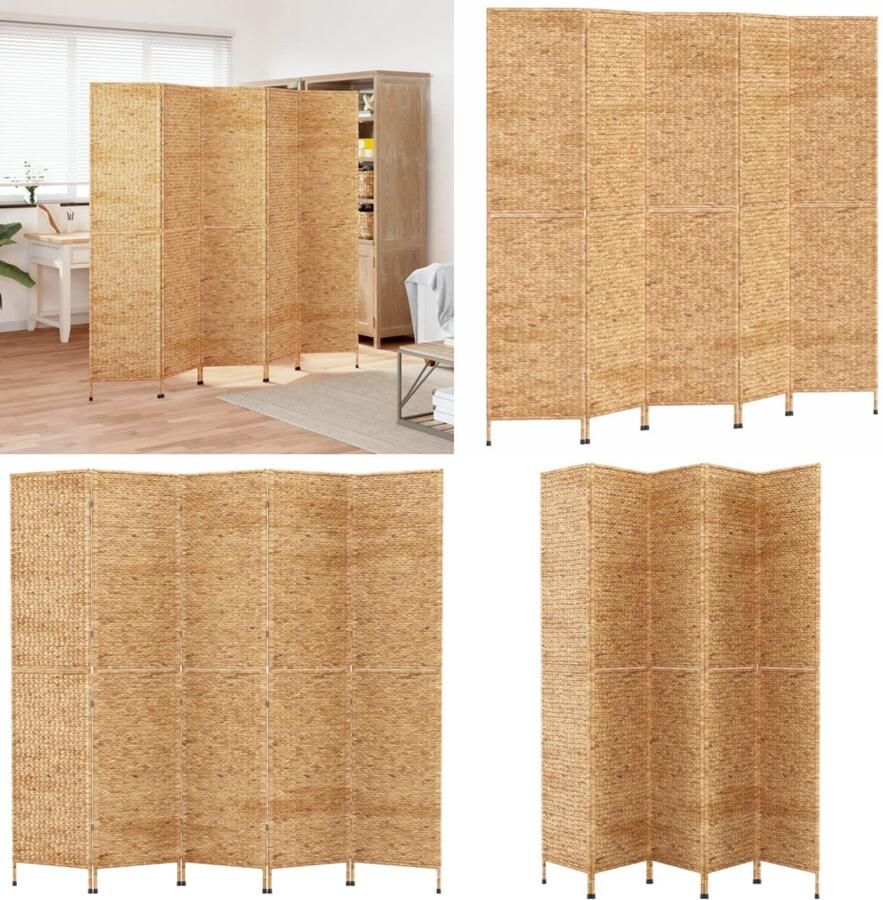 VidaXL Kamerscherm met 5 panelen 205x180 cm waterhyacint Kamerscherm Kamerschermen Scheidingswand Kamerverdeler
