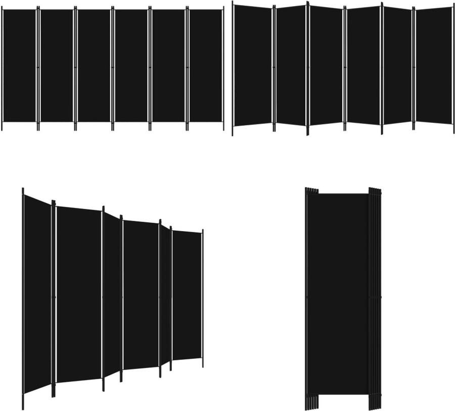 VidaXL Kamerscherm met 6 panelen 300x180 cm zwart Scheidingswand Scheidingswanden Ruimteverdeler Ruimteverdelers