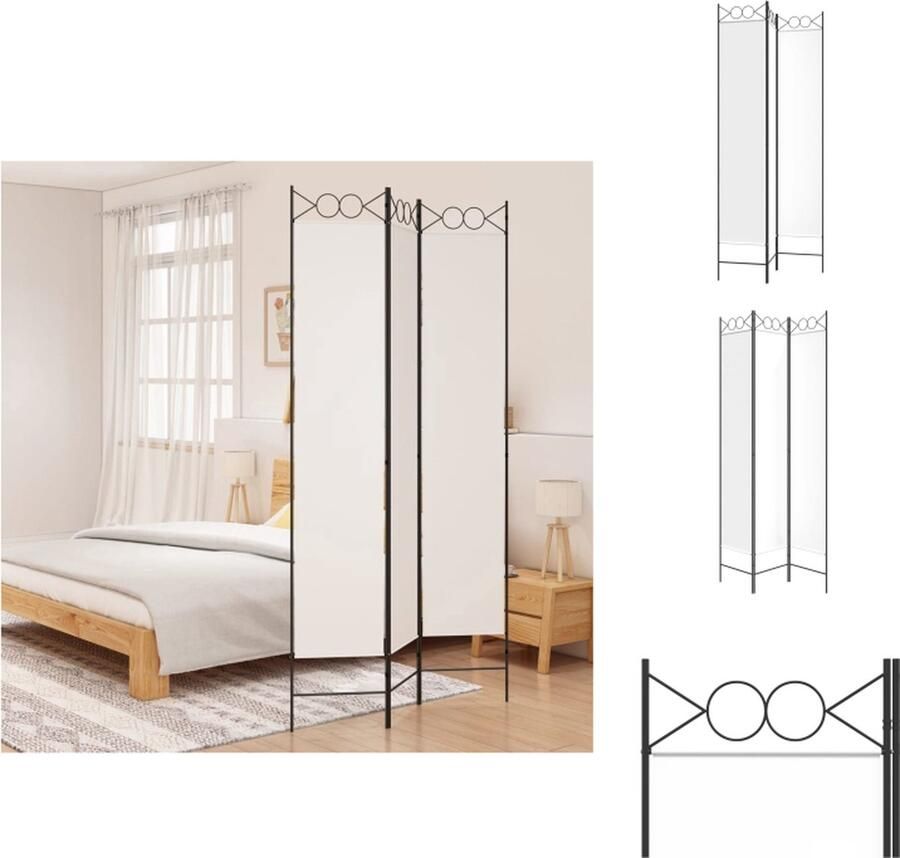 VidaXL Kamerscherm Kamerschermen Scheidingswand Ruimteverdeler Kamerscherm met 3 panelen 120x220 cm stof wit - Foto 2