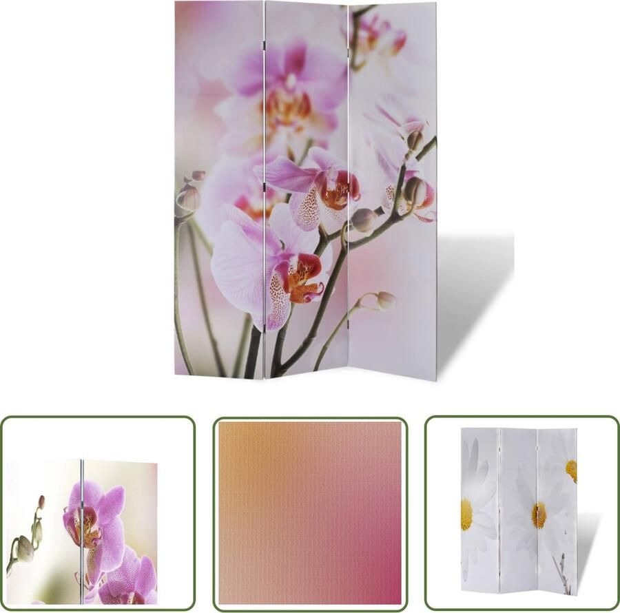The Living Store Scheidingswand 120x170 cm Dubbelzijdig bedrukt Bloemprint Scheidingswand Kamerscherm Wanddecoratie Bloemenprint Multifunctionele Meubels