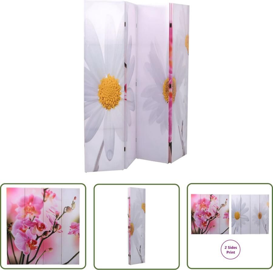 The Living Store Scheidingswand Kamerscherm 160x170 cm Bloem PVC Scheidingswand Kamerscherm Wanddecoratie Woonaccessoires Pvc