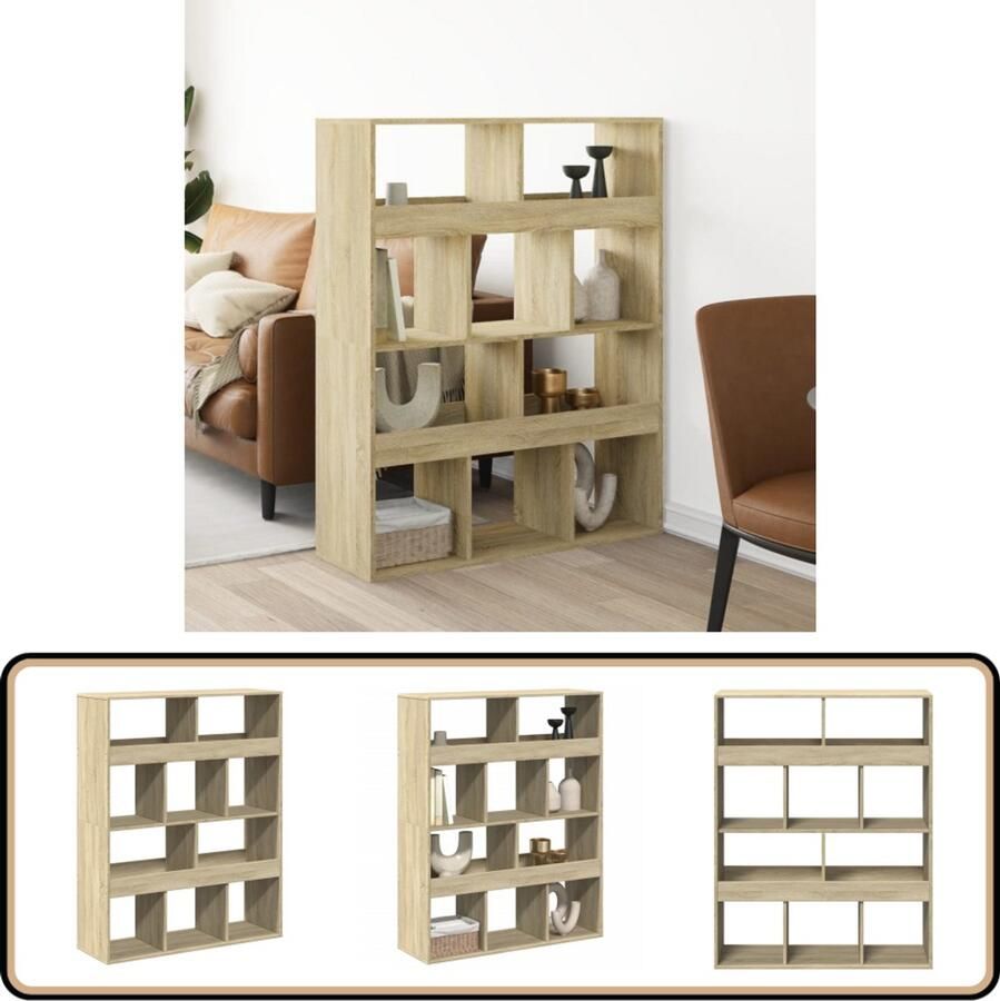 VidaXL Kamerscherm Sonoma Eiken 10 Schappen Kamerscherm Kamerschermen Scheidingswand Kamerverdeler