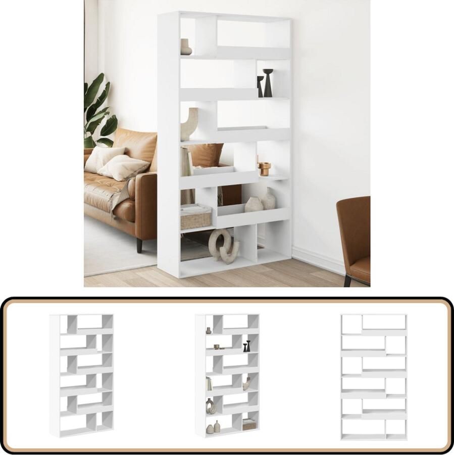 VidaXL Kamerscherm Wit Bewerkt hout 12 schappen Kamerscherm Kamerschermen Scheidingswand Kamerverdeler