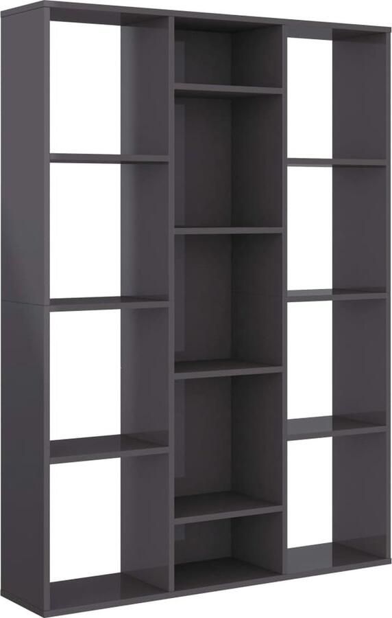 VidaXL -Kamerscherm boekenkast-100x24x140-cm-spaanplaat-hoogglans-grijs - Foto 2
