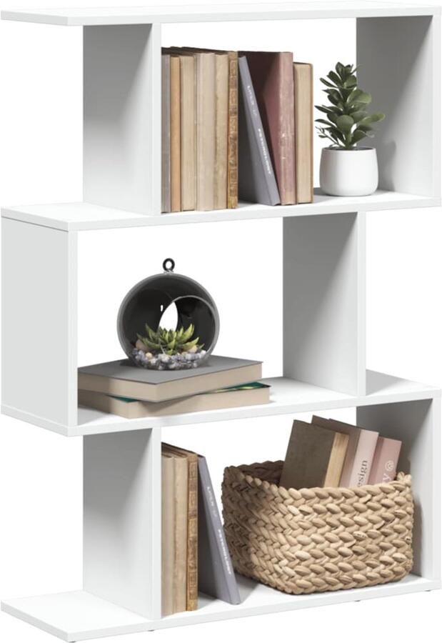 VidaXL Kamerscherm Boekenkast 3-laags Wit Boekenkast Boekenkasten Boeken Plank Schappenkast