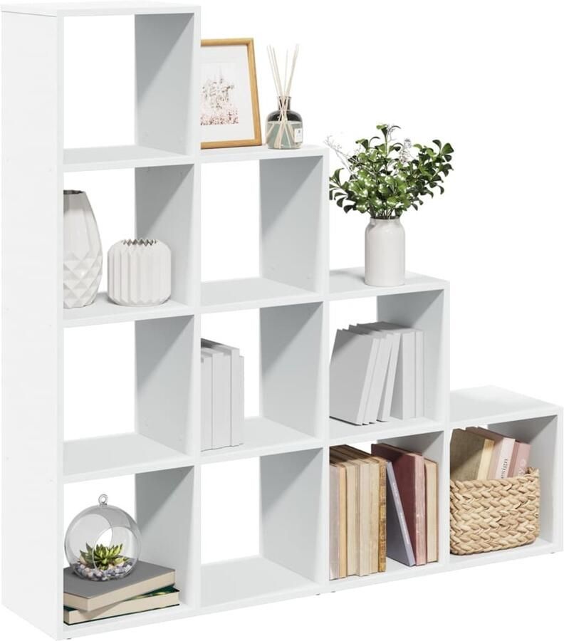 VidaXL Kamerscherm Boekenkast 4-laags Wit 131 5 cm Boekenkast Boekenkasten Boeken Plank Schappenkast