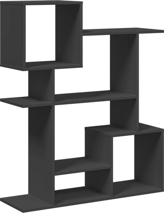 VidaXL Kamerscherm Boekenkast Zwart 5 Compartimenten Boekenkast Boekenkasten Boeken Plank Schappenkast