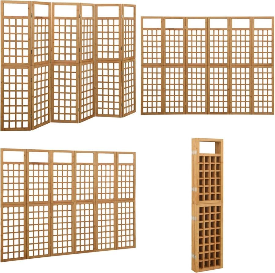 VidaXL Kamerscherm trellis met 6 panelen 242 5x180 cm vurenhout Kamerscherm Kamerschermen Kamer Scherm Kamer Schermen