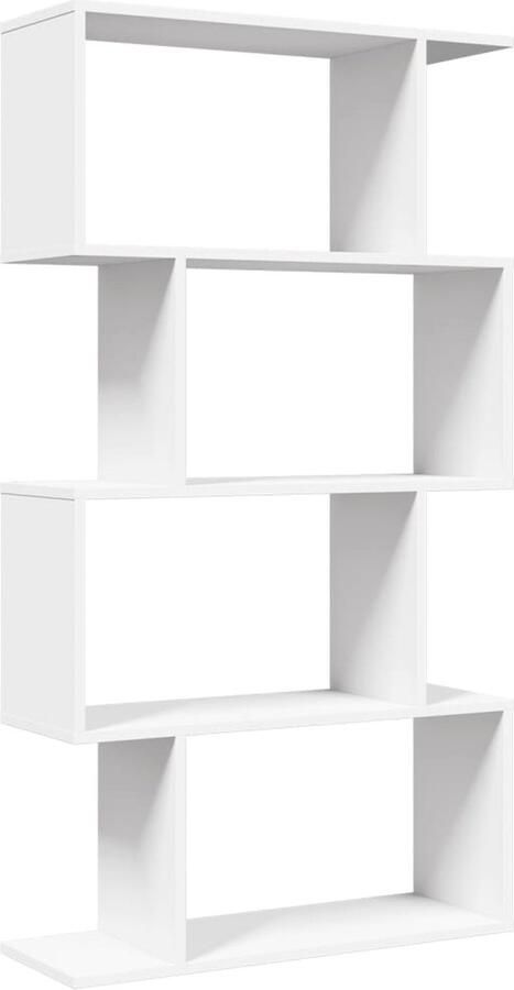 VidaXL Kamerverdeler Boekenkast 4-laags Wit 70x24x129 cm Bewerkt Hout