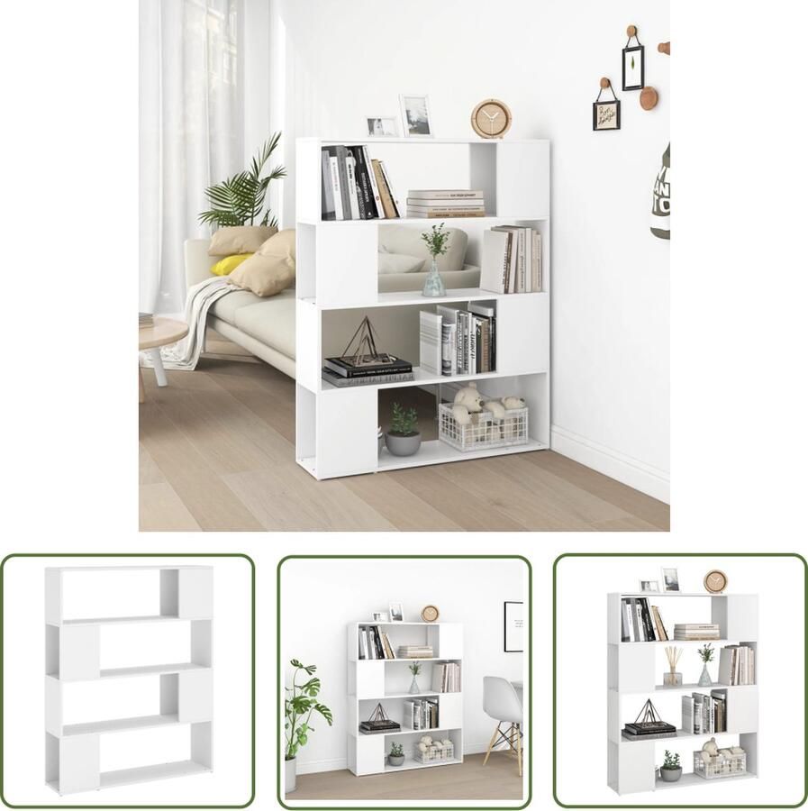The Living Store Boekenkast Kamerverdeler 100 x 24 x 124 cm Wit Boekenkast Kamerverdeler Houten Boekenkast Witte Boekenkast Woonaccessoires
