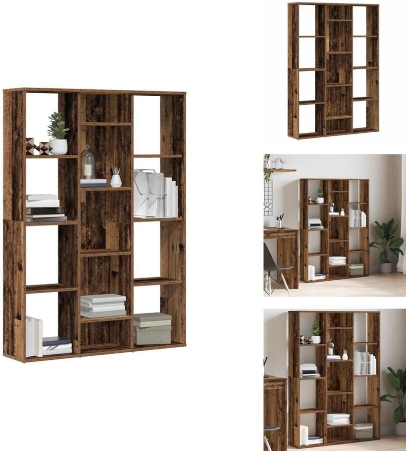 VidaXL Kamerverdeler Kamerverdelers Boekenkast Kamerscherm boekenkast 100x24x140 cm bewerkt hout oud hout