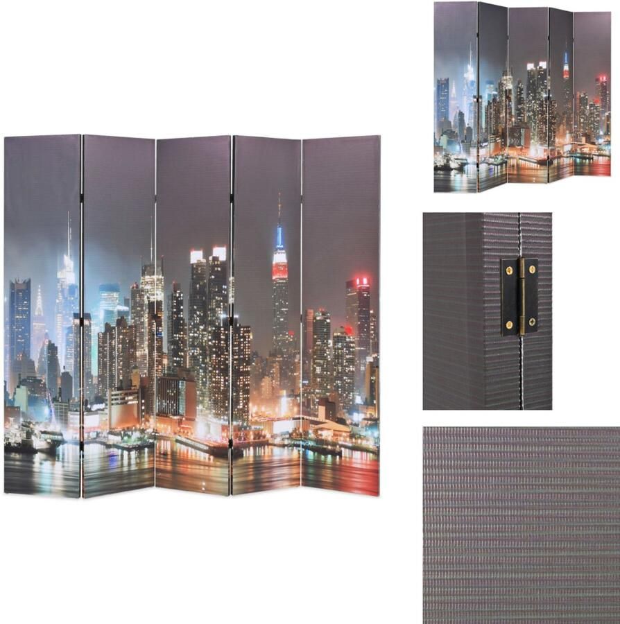 VidaXL Kamerverdeler Kamerverdelers Paravent Paravents Kamerscherm inklapbaar New York bij nacht 200x170 cm