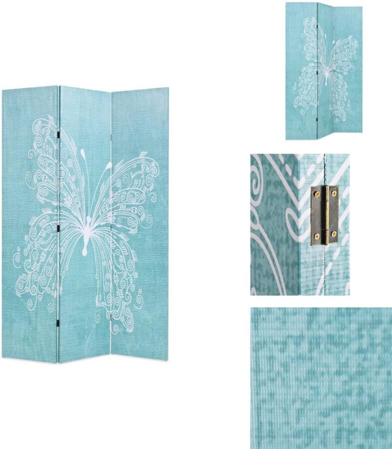 VidaXL Kamerverdeler Kamerverdelers Paravent Paravents Kamerscherm inklapbaar vlinder 120x170 cm blauw