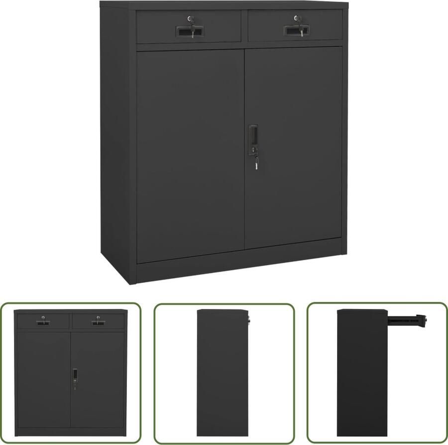 The Living Store Kantoorkast 90x40x102 cm staal antracietkleurig Archief Kast Kantoor Meubilair Metalen Kast Staalkast Archivak - Foto 2