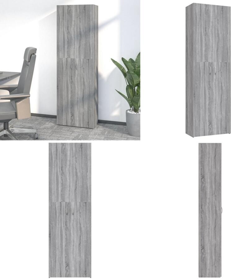VidaXL Kantoorkast 60x32x190 cm bewerkt hout grijs sonoma eikenkleurig Kantoorkast Kantoorkasten Kantoor Kast Archiefkast
