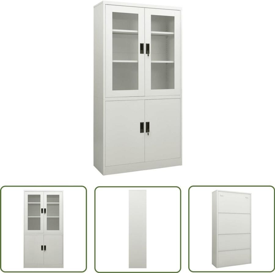 VidaXL Kantoorkast 90x40x180 cm Lichtgrijs Staal Archiefkast Kantoormeubilair Metalen Kast Opslagkast Documentenkasten Bureauspullen Office Furniture File Cabinet