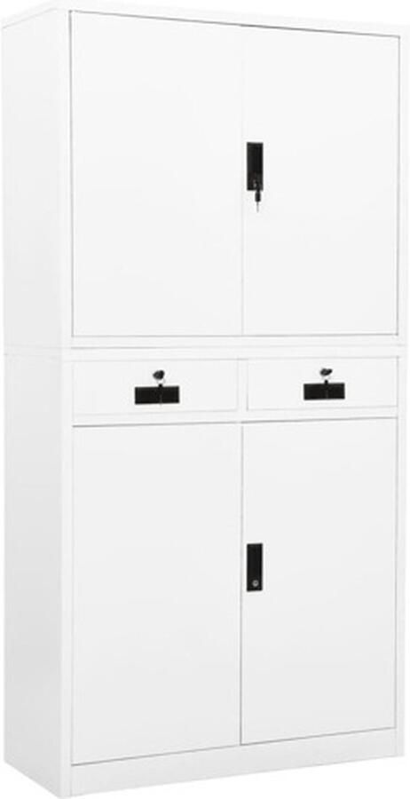 VidaXL -Kantoorkast-90x40x180-cm-staal-wit