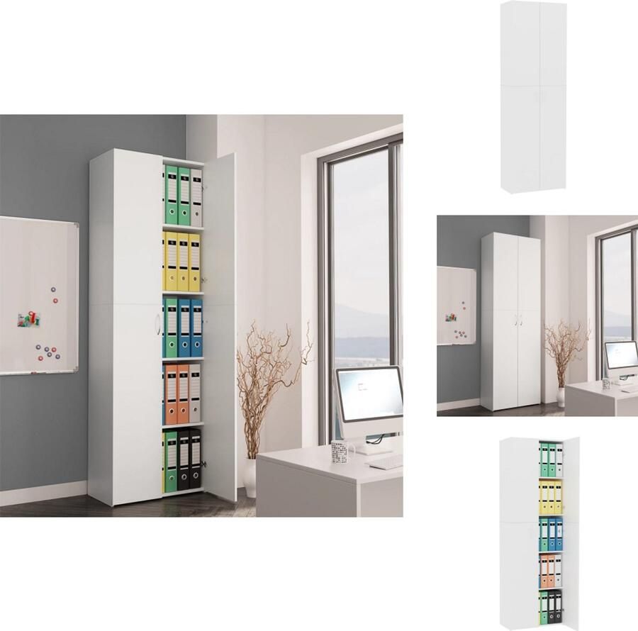 VidaXL Kantoorkast Kantoorkasten Archiefkast Archiefkasten Kantoorkast 60x32x190 cm bewerkt hout wit