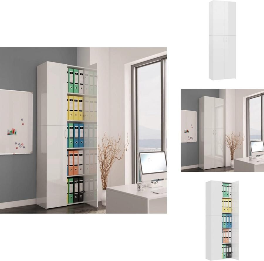 VidaXL Kantoorkast Kantoorkasten Archiefkast Archiefkasten Kantoorkast 60x32x190 cm bewerkt hout hoogglans wit