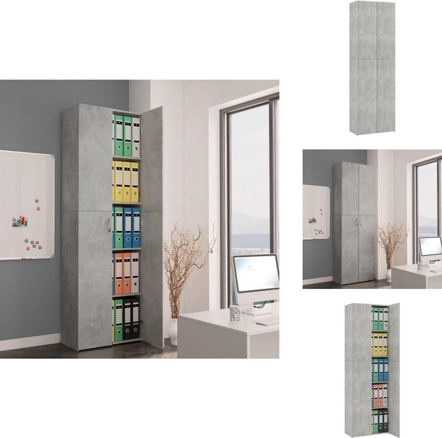 VidaXL Kantoorkast Kantoorkasten Archiefkast Archiefkasten Kantoorkast 60x32x190 cm bewerkt hout betongrijs
