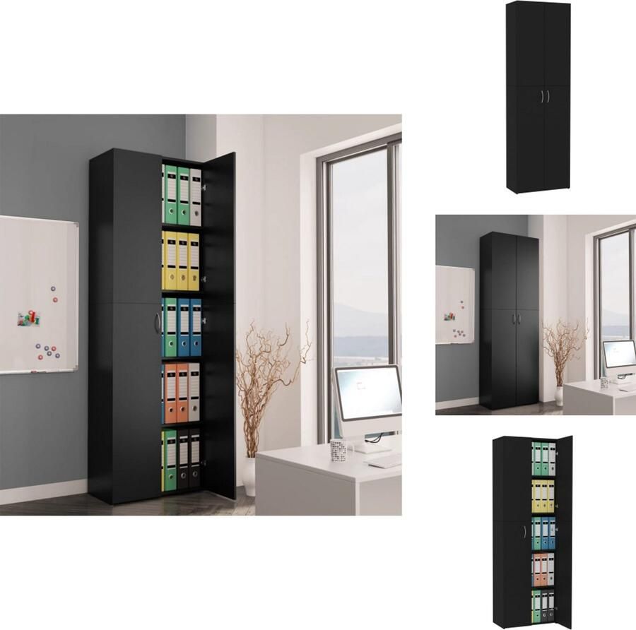 VidaXL Kantoorkast Kantoorkasten Archiefkast Archiefkasten Kantoorkast 60x32x190 cm bewerkt hout zwart