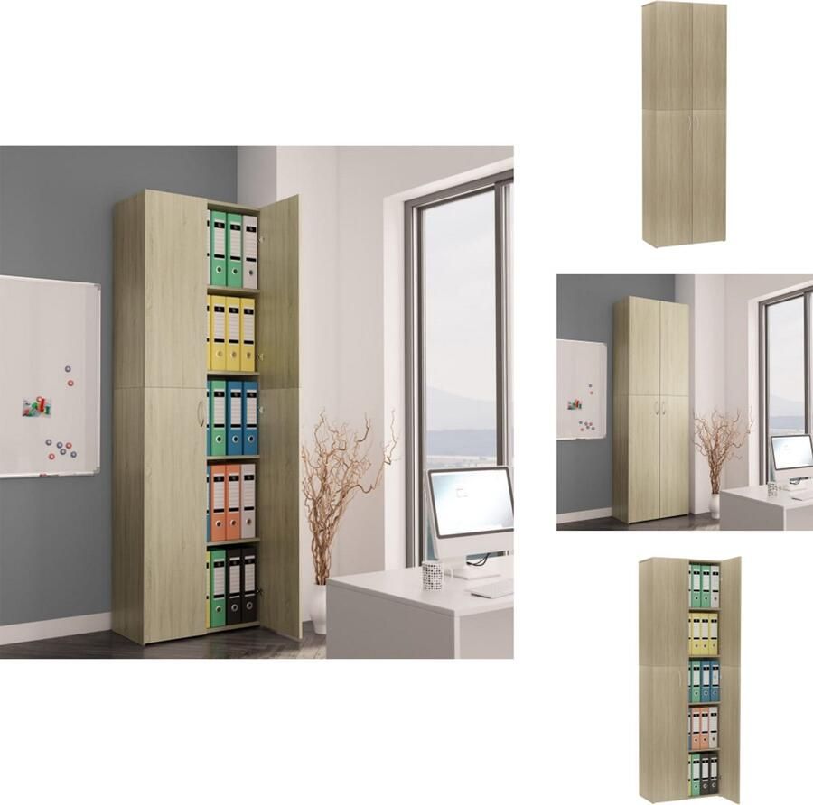 VidaXL Kantoorkast Kantoorkasten Archiefkast Archiefkasten Kantoorkast 60x32x190 cm bewerkt hout sonoma eikenkleurig
