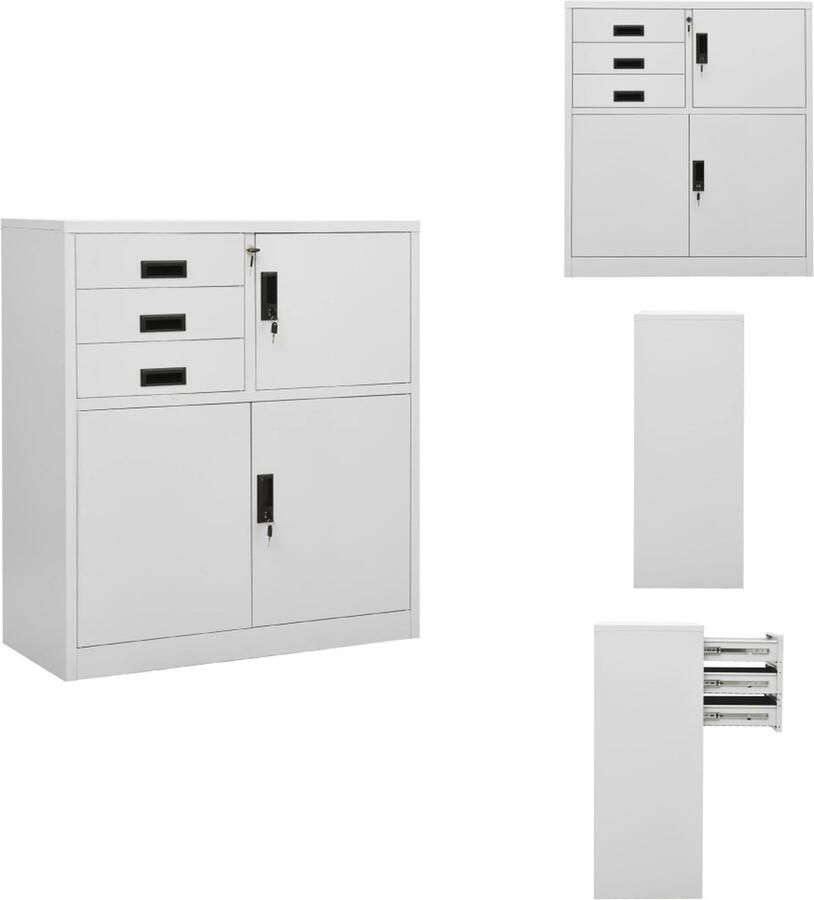 VidaXL Kantoorkast Kantoorkasten Kabinet Kabinetten Kantoorkast 90x40x102 cm staal lichtgrijs